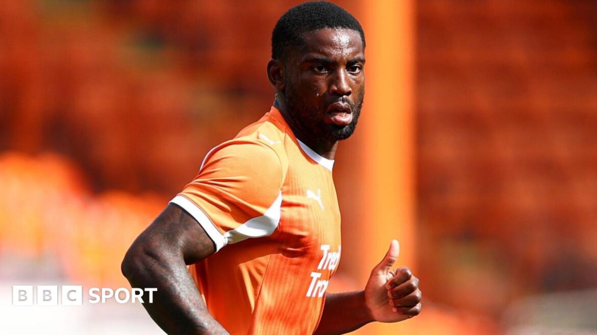 Kylian Kouassi in action for Blackpool